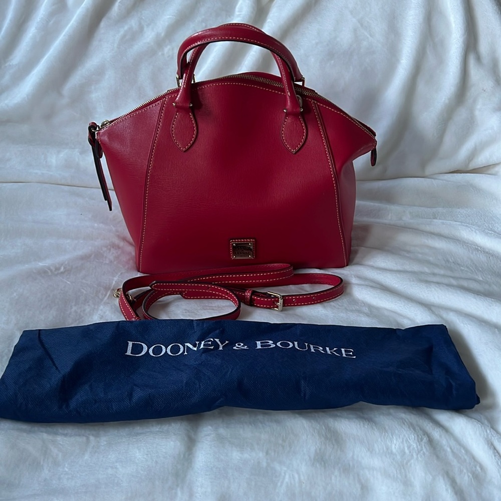 Very gently used Red Dooney & Bourke Red Leather Satchel with crossbody strap.